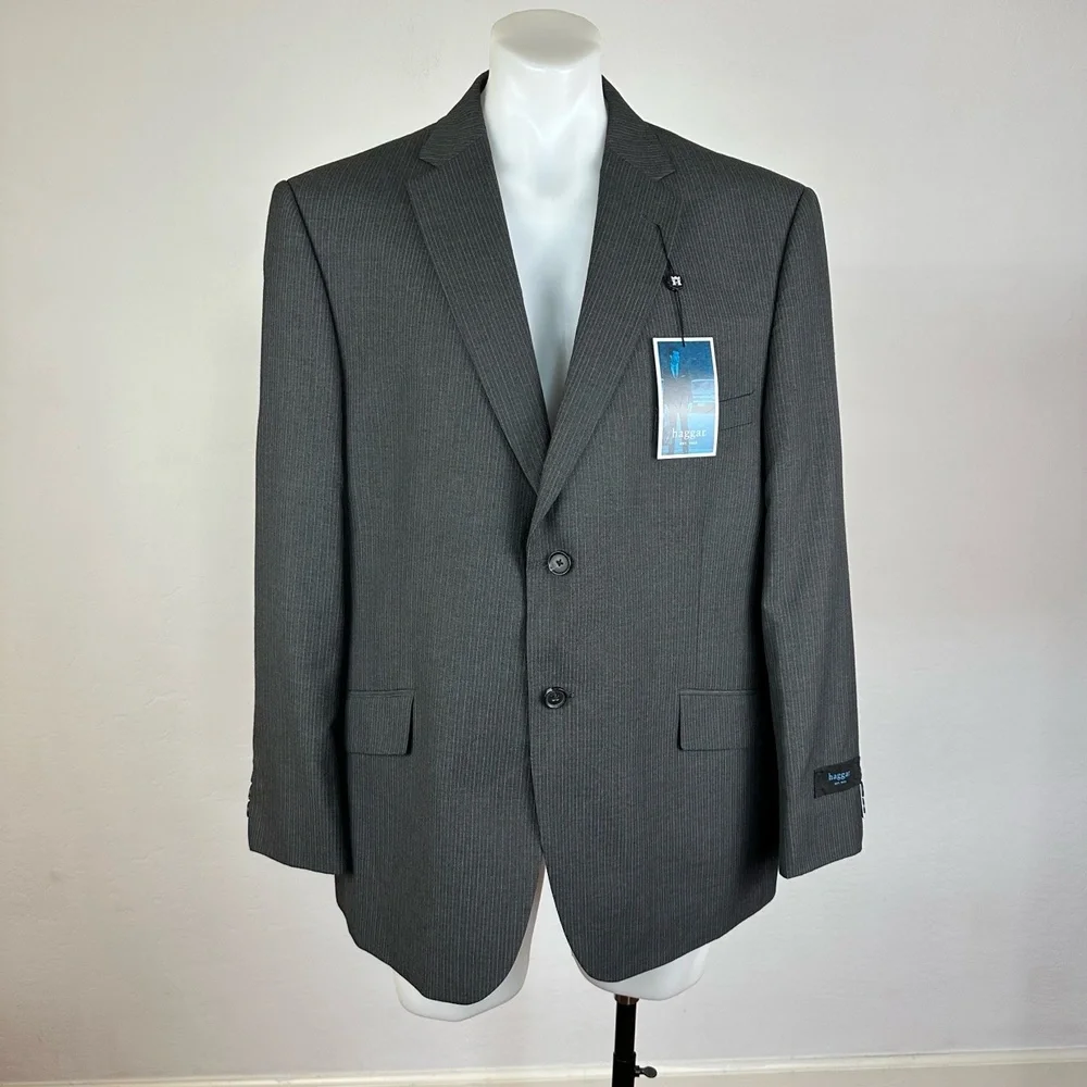 NWT Haggar Charcoal Pinstripe XXL Sport Jacket